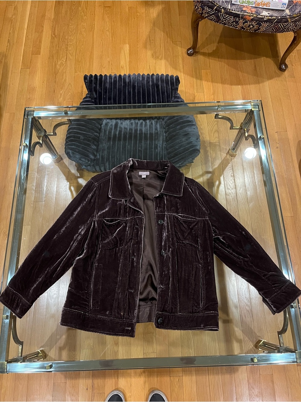 J. Jill Velvet Trucker Jacket in Deep Chocolate